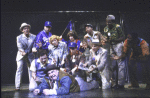 Actor Paul Forrest (C Front)with cast in a scene from the Broadway musical "The First." (New York)