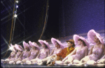 Actor Keith Carradine (3R) with cast in a scene from the Broadway musical "The Will Rogers Follies." (New York)