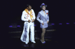 Actors Marla Maples and Mac Davis in a scene from the first replacement cast of the Broadway musical "The Will Rogers Follies." (New York)