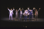 Actors (L-R) Peter Walker, Kathryn McAteer, Mitchell Greenberg, Dean Jones, Alan Brasington and Lenny Wolpe in a scene from the Broadway musical "Into the Light." (New York)