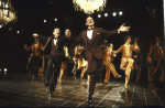 Actors (Front L-R) Chip Zien & David Carroll w. cast in a scene fr. the replacement cast of the Broadway musical "Grand Hotel." (New York)
