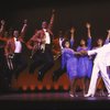 Actor Herbert Rawlings, Jr. (C) w. cast in a scene fr. the Bus & Truck Tour of the Broadway musical "Dreamgirls."