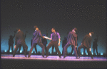 Actor Weyman Thompson (C) w. cast in a scene fr. the Bus & Truck Tour of the Broadway musical "Dreamgirls."