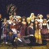 Actress Cleo Laine (C) w. cast in a scene fr. the National Tour of the Broadway musical "Into the Woods."