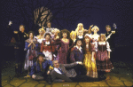 Actress Cleo Laine (C) w. cast in a scene fr. the National Tour of the Broadway musical "Into the Woods."