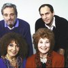 Actresses (Front L-R) Cleo Laine & Charlotte Rae w. composer Stephen Sondheim (Top L) & author James Lapine (Top R) in a rehearsal shot fr. the National Tour of the Broadway musical "Into the Woods." (New York)