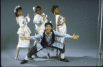 Actor James Lecesne (Front ) with actresses (Rear L-R) Kay Cole, Judy Gibson and Vanessa Williams in a scene from the Off-Broadway musical "One Man Band." (New York)