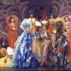 Actors (Front L-R) Clarice Taylor, Dee Dee Bridgewater, Ted Ross & Tiger Haynes w. cast in a scene fr. the Broadway musical "The Wiz." (New York)