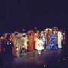 Actress Stephanie Mills (C) w. cast in curtain call fr. the Broadway musical "The Wiz." (New York)
