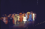 Actress Stephanie Mills (C) w. cast in curtain call fr. the Broadway musical "The Wiz." (New York)
