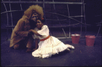 Actors Stephanie Mills & Ted Ross in a scene fr. the Broadway musical "The Wiz." (New York)