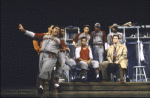 Actors (Front L-R) Clent Bowers, David Alan Grier and Ray Gill with cast in a scene from the Broadway musical "The First." (New York)