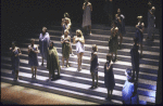 Actress Leigh Zimmerman (C) with cast in a scene from the National tour of the Broadway musical "The Will Rogers Follies." (San Francisco)