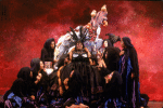 Actress Mabel King (C) w. cast in a scene fr. the Broadway musical "The Wiz." (New York)