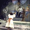 Actors (L-R) Stephanie Mills, Andre De Shields & Stu Gilliam (who was replaced prior to Broadway opening) w. cast in a scene fr. the Broadway musical "The Wiz." (New York)
