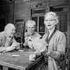 Married actors Jessica Tandy (R) and Hume Cronyn (C) in a scene fromthe Broadway play "The Gin Game"