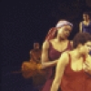 Actresses (L-R) Aku Kadogo, Rise Collins, Trazana Beverly (front), Laurie Carlos, Seret Scott & Paula Moss in a scene fr. the New York Shakespeare Festival's production of the play "For Colored Girls Who Have Considered Suicide When the Rainbow is Enuf." (New York)