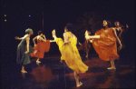 Actresses (L-R) Paula Moss, Trazana Berverly, Aku Kadogo, Seret Scott & Rise Collins w. cast in a scene fr. the New York Shakespeare Festival's production of the play "For Colored Girls Who Have Considered Suicide When the Rainbow is Enuf." (New York)