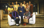 Actors (Seated L-R) Tina Chen and June Kim; (Rear L-R) Lauren Tom, Michael Paul Chan, Jodi Long, Victor Wong, Jim Ishida, Helen Funai and Marc Hayashi in a scene from the New York Shakespeare Festival's production of the play "Family Devotions." (New York)