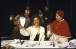 Actresses (L-R) Kathryn Grody, Lise Hilboldt and Linda Hunt in a scene from the New York Shakespeare Festival's production of the play "Top Girls." (New York)