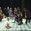 Actors Lucinda Jenney (Front L) & Christopher Walken (2R) w. cast in a scene fr. the New York Shakespeare Festival's production of the play "Cinders." (New York)