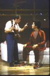 Actors (L-R) Victor Wong and Marc Hayashi in a scene from the New York Shakespeare Festival's production of the play "Family Devotions." (New York)