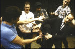 Actors in a scene from the New York Shakespeare Festival's production of the play "Tracers." (New York)