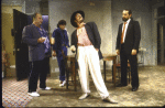 Actors (L-R) Burt Young, Ralph Macchio, Michael Carmine & Robert De Niro in a scene fr. the New York Shakespeare Festival's production of the play "Cuba and His Teddy Bear." (New York)