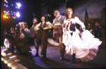 Actors incl. Cleo Laine (5R), Joe Grifasi (3R), Jerome Dempsey (2R) and Patti Cohenour (R) with cast in a scene from the New York Shakespeare Festival's production of the musical "The Mystery of Edwin Drood." (New York)