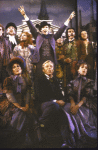 Actors (Rear L-R) Larry Shue, Cleo Laine, Betty Buckley, Jana Schneider, John Herrera and Joe Grifasi with cast in a scene from the New York Shakespeare Festival's production of the musical "The Mystery of Edwin Drood." (New York)