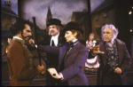 Actors (L-R) Jana Schneider (rear), John Herrera, Larry Shue, Betty Buckley, Patti Cohenour (rear) and George Rose in a scene from the New York Shakespeare Festival's production of the musical "The Mystery of Edwin Drood." (New York)