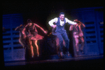 Actor/dancer Gregory Hines (C) and others dancing in scene fromBroadway musical "Jelly's Last Jam" based on life of musician Jelly Roll Morton.