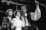 Andy Gibb, Pam Dawber, and Barry Bostwick in scene from New York Shakespeare Festival's production of "The Pirates of Penzance"