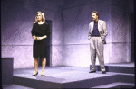 Actors Linda Cook and Daniel Ahearn in a scene from the WPA Theatre's production of the play "No Time Flat." (New York)
