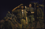 Actors (L-R) Emil Herrera, Erik King, Ramon Franco, Eriq LaSalle, Jace Alexander, Burke Moses and Alvin Alexis in a scene from the WPA Theatre's production of the play "Wasted." (New York)