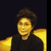 Songwriter Yoko Ono sitting on stage during rehearsal for the WPA Theatre's production of her musical "New York Rock." (New York)