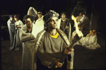 Actors (L-R) Randy Danson, Glenn Close, Stephen McHattie, Larry Bryggman, Richard Council (Front), Barry Snider & Clarence Felder (rear) in a scene fr. The Phoenix Theatre's production of the play "The Winter Dancers." (New York)