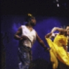 Actors (Front L-R) Milton Craig Nealy, La Chanze & Gerry McIntyre w. cast in a scene fr. the Playwrights Horizons' production of the musical "Once On This Island." (New York)