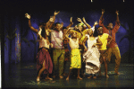 Actors (L-R) Nikki Rene, Jerry Dixon, Afi McClendon, Kecia Lewis-Evans (rear), Andrea Frierson, Sheila Gibbs & Gerry McIntyre in a scene fr. the Playwrights Horizons' production of the musical "Once On This Island." (New York)
