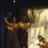 Actors (L-R) Eric Riley, Nikki Rene, Kecia Lewis-Evans, Ellis E. Williams, Jerry Dixon, La Chanze, Andrea Frierson, Milton Craig Nealy, Sheila Gibbs & Gerry McIntyre in a scene fr. the Playwrights Horizons' production of the musical "Once On This Island." (New York)