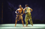 Actors Vanita Harbour & Darius de Haas in a scene fr. the National tour of the Broadway musical "Once On This Island." (Chicago)