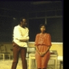 Actors Lynnie Godfrey and Cleavon Little in a scene from The Phoenix Theatre's production of the play "Two Fish in the Sky." (New York)