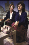 Actresses (L-R) Laurie Kennedy and Alma Cuervo  in a scene from The Phoenix Theatre's production of the play "Isn't It Romantic." (New York)