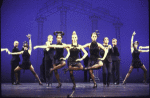 Actress Alice Everett Cox (C) with cast in the "Rich Man's Frug" dance from the National tour of the revival of the Broadway musical "Sweet Charity." (Toronto)