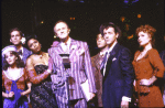 Actors (L-R) Kathy Andrini, Stephen James, Dee Dee Bridgewater, Josef Sommer, Jack Hallett, Jeff Keller & Crissy Wilzak in a scene fr. the Broadway musical "The 1940's Radio Hour." (New York)