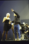 Director/choreographer Bob Fosse (R) directing actress Ann Reinking (L) during filming of television commerical for the revival of the Broadway musical "Sweet Charity." (New York)