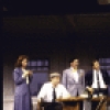 Actors (L-R) Randy Graff, J. K. Simmons, Lewis J. Stadlen, Mark Linn-Baker, John Slattery, Stephen Mailer and Nathan Lane in a scene from the Broadway play "Laughter on the 23rd Floor." (New York)