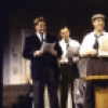 Actors (L-R) Ron Orbach, Stephen Mailer, J. K. Simmons, Mark Linn-Baker, John Slattery and Nathan Lane in a scene from the Broadway play "Laughter on the 23rd Floor." (New York)