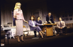 Actors (L-R) Bitty Schram, Randy Graff, Mark Linn-Baker, John Slattery and Stephen Mailer in a scene from the Broadway play "Laughter on the 23rd Floor." (New York)