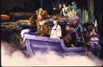 Actors (Front L-2L) Don Potter & Holly Irwin; (Rear L-R) Cathy Rigby & Cindy Robinson w. cast in a scene fr. the revival of the Broadway musical "Peter Pan." (New York)